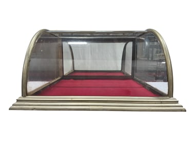 Early 20th C. Nickle Plated Curved Glass Display Case