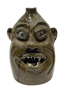 Signed Charlie B West Pottery Face Jug