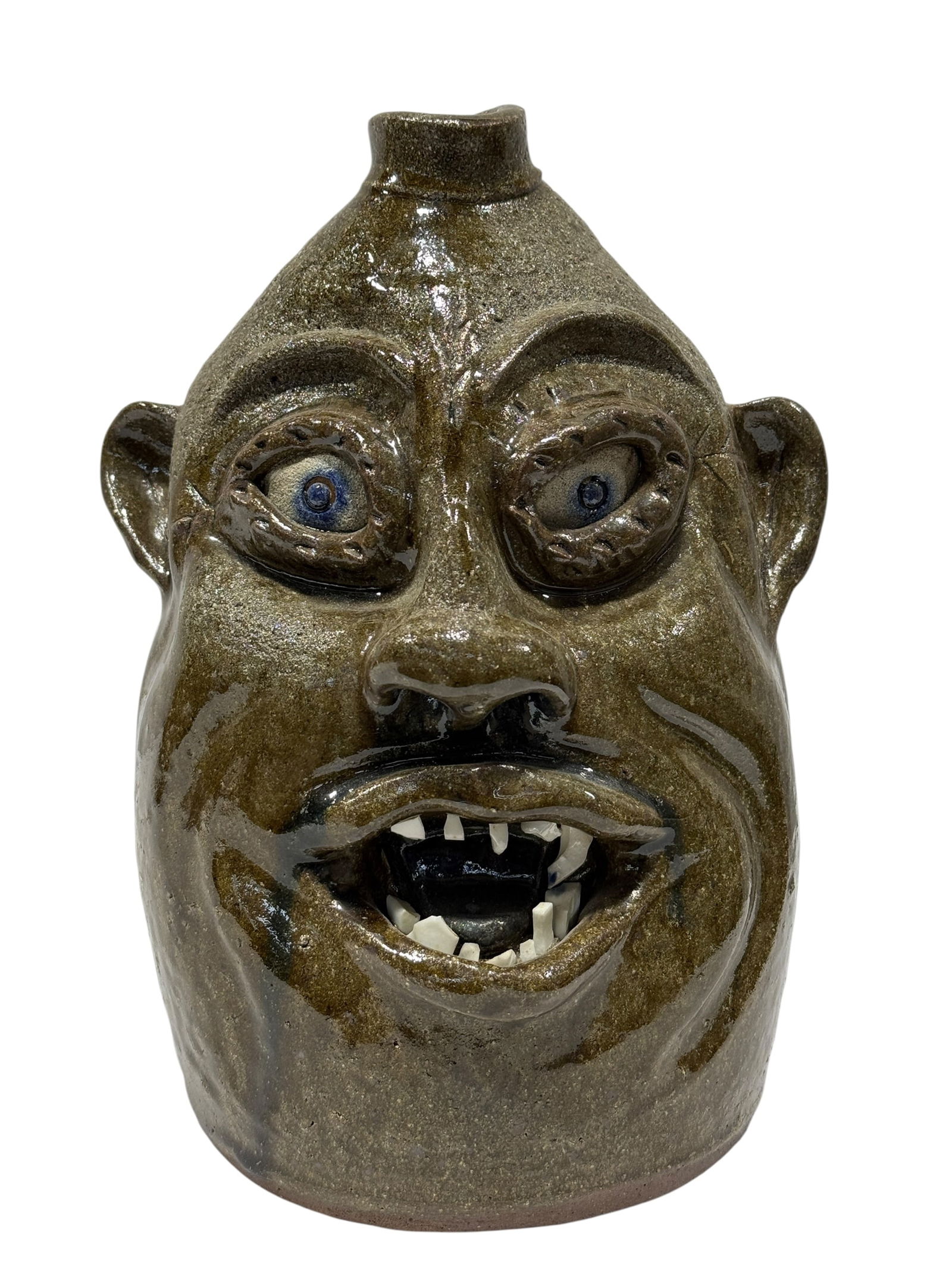 Signed Charlie B West Pottery Face Jug (1 of 8)