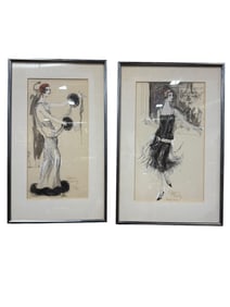 Pair of Signed Dario Brooke Watercolor Paintings