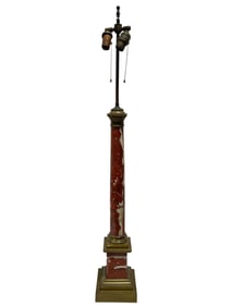 Antique IAB Marble & Brass Column Lamp