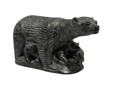 Canadian Inuit Black Soapstone Bear Sculpture