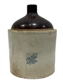 Maple Leaf Western Stoneware Jug