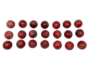Group of 21 Red Leather Cricket Balls