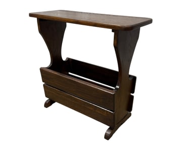 Mid Century Oak Magazine Rack End Table