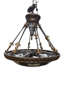 Tiffany Style Stained Glass Wide Pendant Light Fixture
