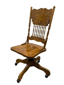 Antique Oak Pressed Back Office Chair