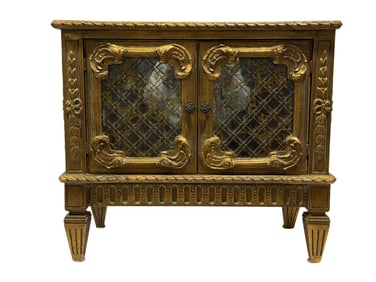 Hollywood Regency Style Gold Gilt Console Cabinet