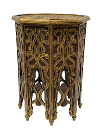 Hollywood Regency Moroccan Style Painted & Giltwood Table