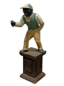 19th C. Cast Iron Blackamoor Jockey Hitching Post