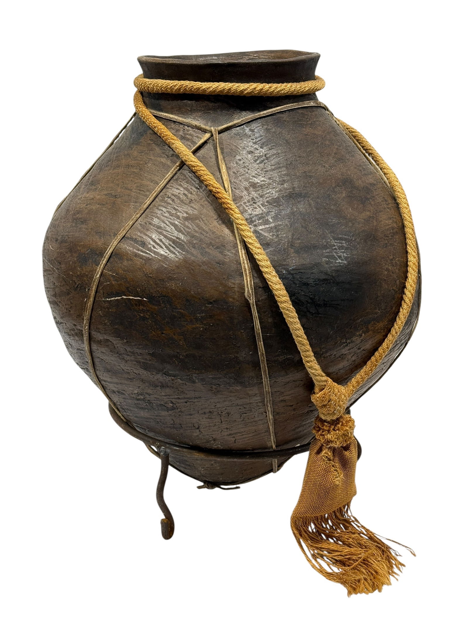 Large Pottery Vessel on Iron Stand (1 of 6)