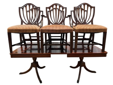 Mahogany Dining Room Table & 6 Chairs w/ 1 Leaf