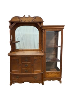 Antique American Oak China Buffet