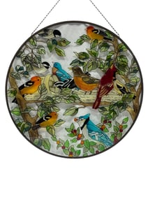 Joan Baker Designs "Birds of a Feather" Glass Art Panel