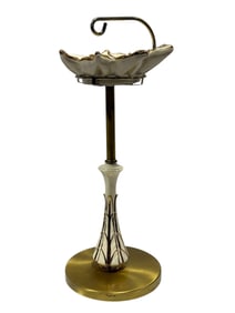 Mid Century Golden Foliage Porcelain Cigar Ashtray Smokers Stand