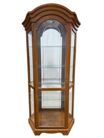 Traditional Arched Top Oak Curio Cabinet