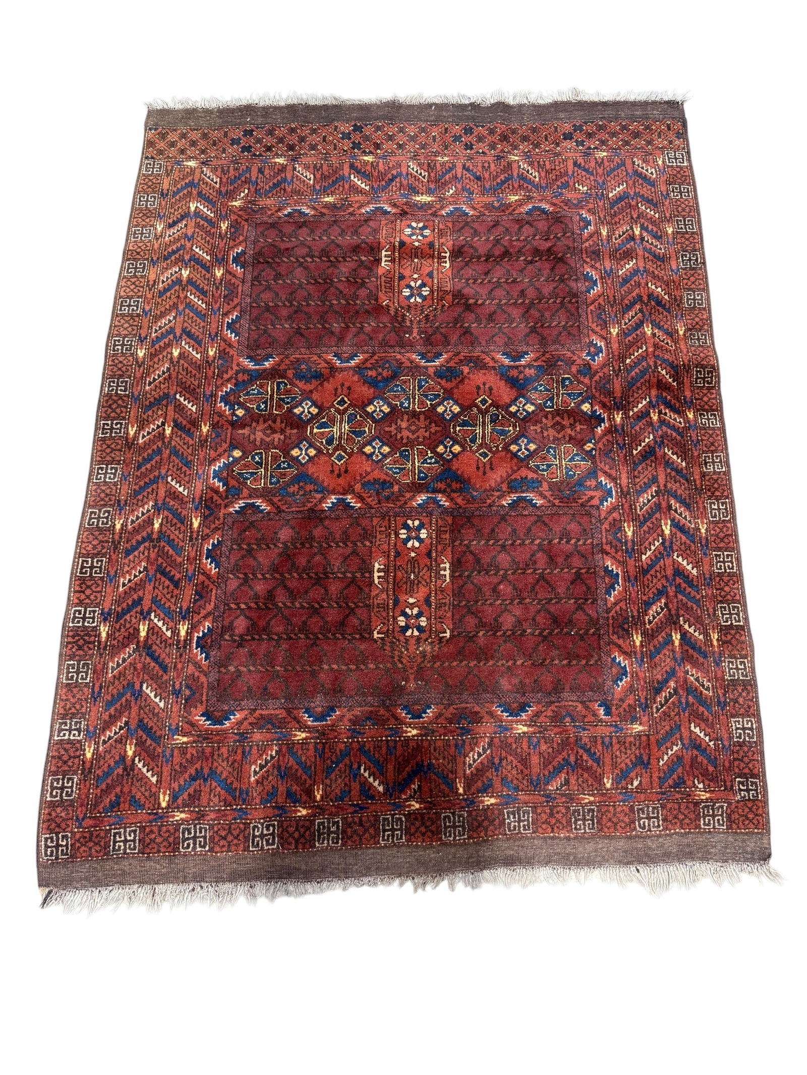 Antique Hand Knotted Afghan Turkoman Wool Rug (1 of 4)