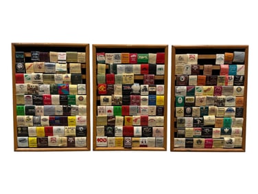Lot of 3 Framed Assortments of Match Boxes