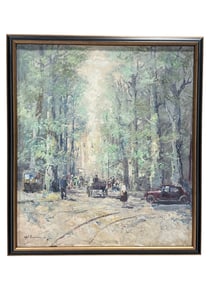 Signed Oil on Canvas Street Scene Painting