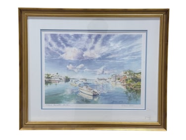 Signed Dianna Amos "Hamilton Harbor" Lithograph