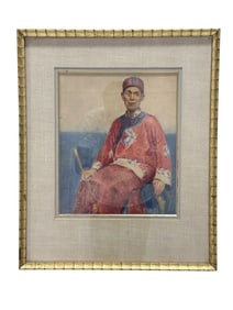 Signed Fine Early 20th C. Watercolor of Asian Man