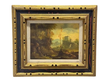 Signed Means Italian Oil on Canvas Castle Scene Painting