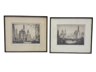 Pair of Carl Dehmann Artist Proof Etchings