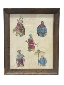 Framed 1835 "The 5 Vanities of The Human Race" Lithograph