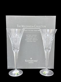 Pair of Waterford "Health" Millennium Fluted Glasses