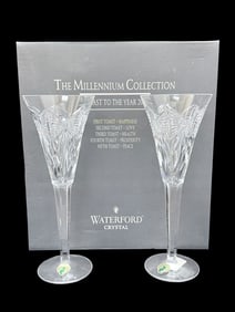 Pair of Waterford "Peace" Millennium Fluted Glasses