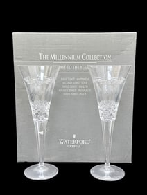 Pair of Waterford "Peace" Millennium Fluted Glasses