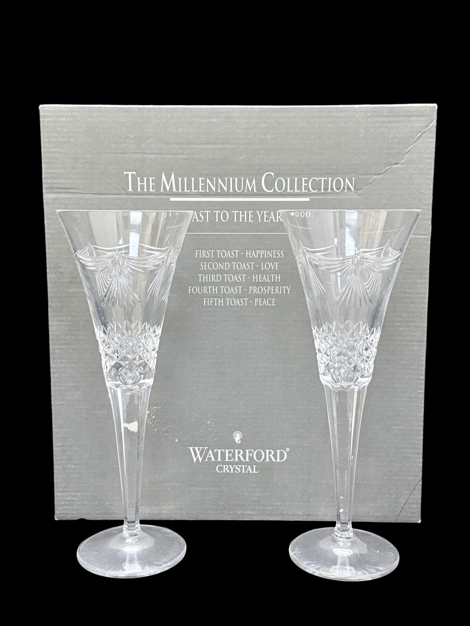 Pair of Waterford "Peace" Millennium Fluted Glasses (1 of 5)