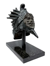 RARE Bronze Mythological Warrior Helmet on Marble Base