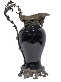 Rococo Inspired Bronze Mounted Porcelain Ewer by Castilian