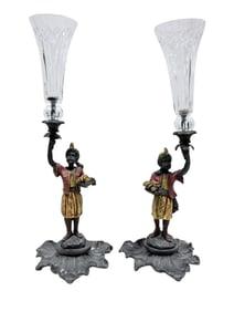 (2) Fine Quality Bronze Painted Blackamoor Epergne