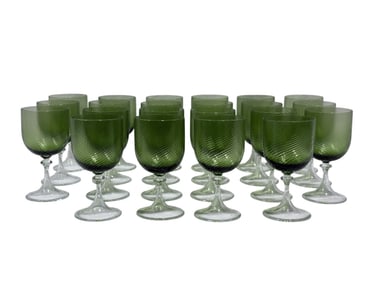 22Pc of Green Murano Stemware