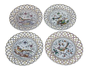 (4) Portuguese Outeiro Agueda Ceramic Bird Chargers