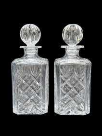 (2) Fine Pressed Lead Crystal Glass Decanters