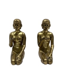 Pair of Antique Metal Art Deco Kneeling Women