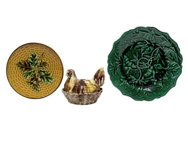 Group of 3 Antique Majolica Pieces