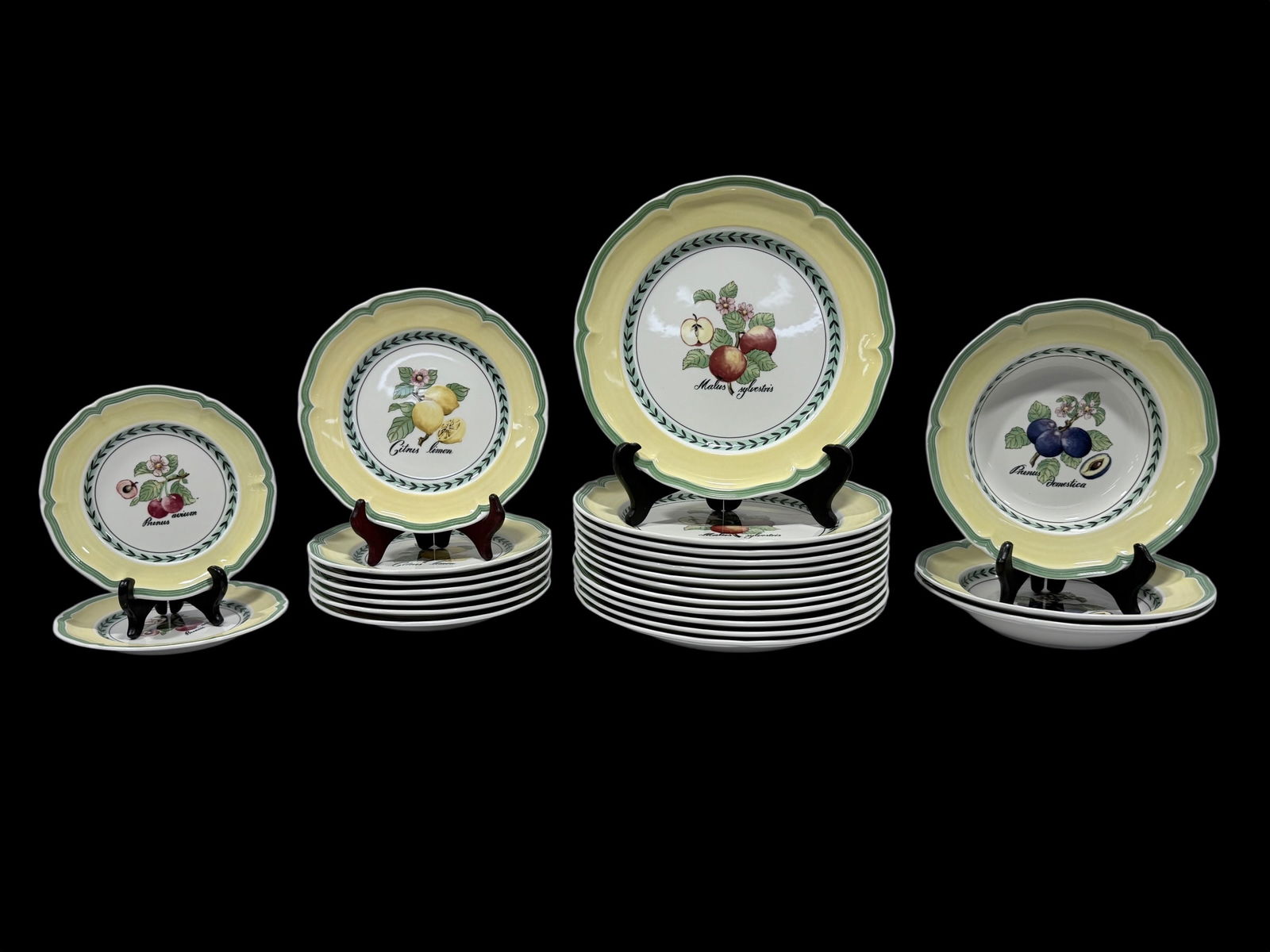 (24Pcs) Villeroy & Boch "Fresh Garden Valence" Porcelain: (24Pcs) Villeroy & Boch "Fresh Garden Valence" Porcelain. Villeroy & Boch House & Garden Collection. German made. 12 Dinner Plates, 3 Soup Bowls, 7 Salad/Dessert Plates & 2 Appetizer/Bread Plates. All