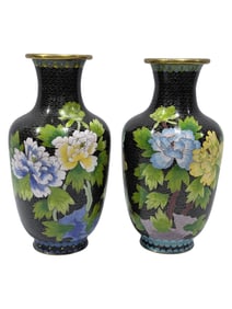 Pair of Chinese Cloisonne Enamel Vases