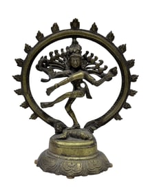 Vintage Brass Shiva Nataraja Hindu God Figure