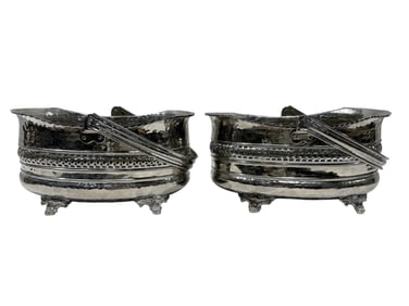 Pair of Large Silverplate Footed Baskets