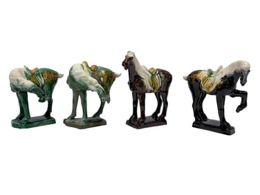 (4) Majolica Tang Chinese Horse Figures