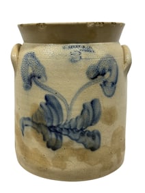 Mid 19th C. G. Apley & Co Flower Decorated 2 Gal Crock