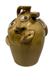 Signed Otis Norris Pottery Snake Face Jug