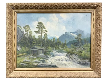 Signed 19th C. Oil on Canvas Landscape Painting