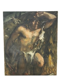 Signed Beata Oil on Canvas Native American "Cain" Painting