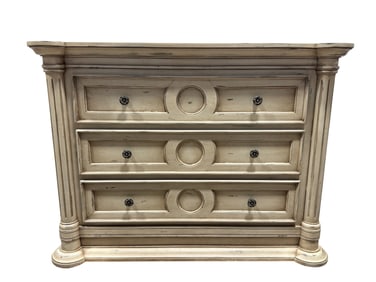 Large Fine Quality 3 Drawer Cream Painted Chest